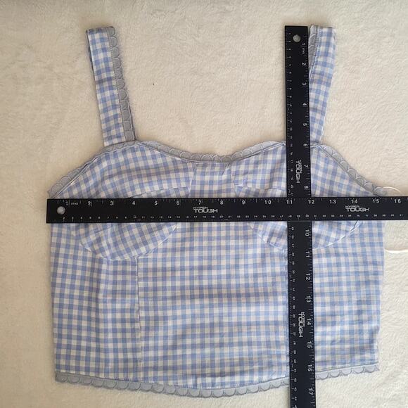 Sky Blue Gingham Milkmaid Cottagecore Countrycore Dorothy Smocked Top Sz M NWT - Picture 6 of 7